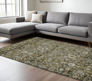 HomeRoots 9' Brown and Beige Oriental Indoor Outdoor Area Rug - Durable, Washable, Timeless Design for Any Space 9' X 12' 579977