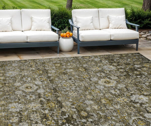 HomeRoots 9' Brown and Beige Oriental Indoor Outdoor Area Rug - Durable, Washable, Timeless Design for Any Space 9' X 12' 579977