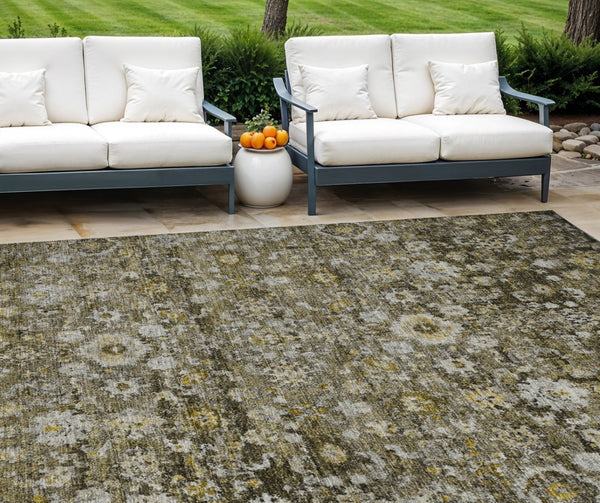 HomeRoots 9' Brown and Beige Oriental Indoor Outdoor Area Rug - Durable, Washable, Timeless Design for Any Space 9' X 12' 579977