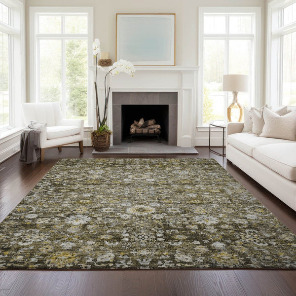 HomeRoots 9' Brown and Beige Oriental Indoor Outdoor Area Rug - Durable, Washable, Timeless Design for Any Space 9' X 12' 579977