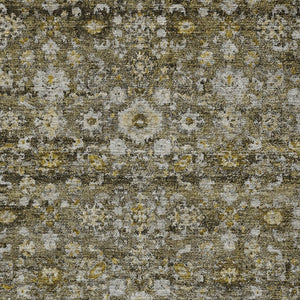 HomeRoots 5' Elegant Brown and Beige Oriental Area Rug for Indoor and Outdoor Use – Durable, Washable Design 10' X 14' 579978