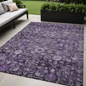 Homeroots 3' Navy Blue And Sky Blue Oriental Washable Rug - Durable Indoor Outdoor Design For Versatile Spaces 5' X 8' Polyester 579980