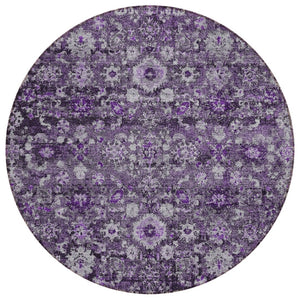 HomeRoots 5' Durable Purple Lilac and Lavender Oriental Area Rug - Washable, Indoor/Outdoor, Stain-Resistant 8' Round 579981