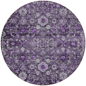 Homeroots 3' Navy Blue And Sky Blue Oriental Washable Rug - Durable Indoor Outdoor Design For Versatile Spaces 8' Round Polyester 579981