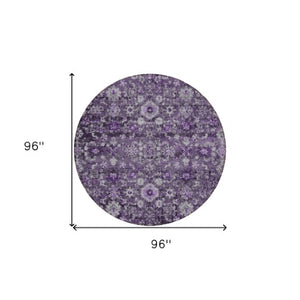 Homeroots 3' Navy Blue And Sky Blue Oriental Washable Rug - Durable Indoor Outdoor Design For Versatile Spaces 8' Round Polyester 579981