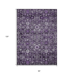 Homeroots 3' Navy Blue And Sky Blue Oriental Washable Rug - Durable Indoor Outdoor Design For Versatile Spaces 8' X 10' Polyester 579982