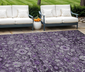 Homeroots 3' Navy Blue And Sky Blue Oriental Washable Rug - Durable Indoor Outdoor Design For Versatile Spaces 8' X 10' Polyester 579982