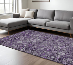 HomeRoots 9' Elegant Purple Lilac and Lavender Oriental Area Rug - Washable, Durable, Indoor/Outdoor Use 9' X 12' 579983