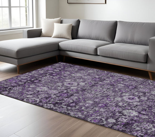 HomeRoots 9' Elegant Purple Lilac and Lavender Oriental Area Rug - Washable, Durable, Indoor/Outdoor Use 9' X 12' 579983