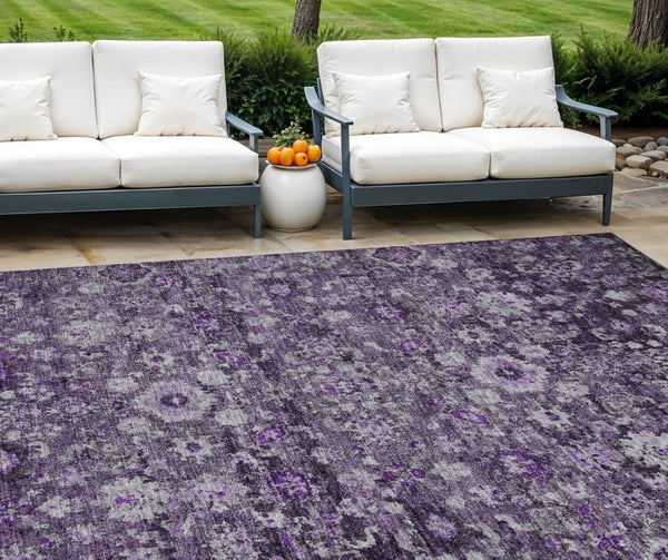 HomeRoots 9' Elegant Purple Lilac and Lavender Oriental Area Rug - Washable, Durable, Indoor/Outdoor Use 9' X 12' 579983