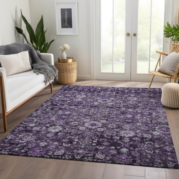 HomeRoots 9' Elegant Purple Lilac and Lavender Oriental Area Rug - Washable, Durable, Indoor/Outdoor Use 9' X 12' 579983