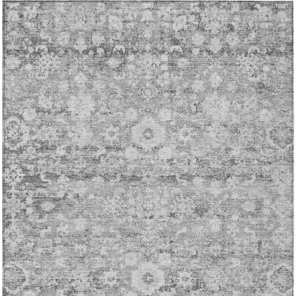 HomeRoots 5' Elegant Silver Gray and Pewter Oriental Area Rug - Washable, Durable for Indoor and Outdoor Spaces 5' X 8' 579986