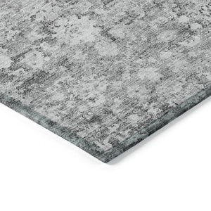 HomeRoots 5' Elegant Silver Gray and Pewter Oriental Area Rug - Washable, Durable for Indoor and Outdoor Spaces 5' X 8' 579986