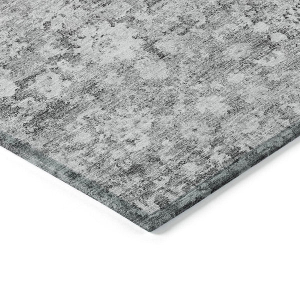 HomeRoots 5' Elegant Silver Gray and Pewter Oriental Area Rug - Washable, Durable for Indoor and Outdoor Spaces 5' X 8' 579986