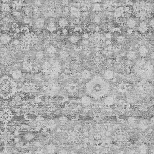 HomeRoots 5' Elegant Silver Gray and Pewter Oriental Area Rug - Washable, Durable for Indoor and Outdoor Spaces 5' X 8' 579986