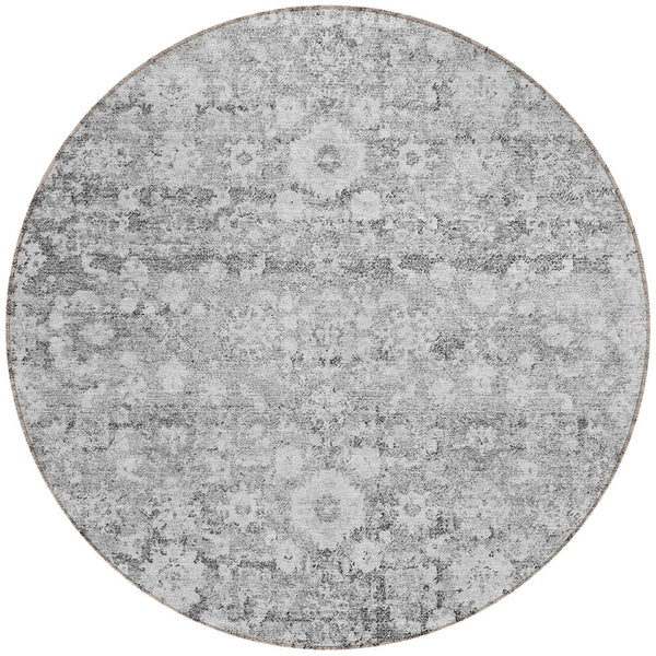 Homeroots 3' Navy Blue And Sky Blue Oriental Washable Rug - Durable Indoor Outdoor Design For Versatile Spaces 8' Round Polyester 579987