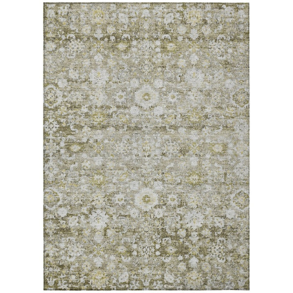 HomeRoots 5' Timeless Oriental Taupe Beige and Gold Area Rug - Washable, Stain-Resistant for Indoor & Outdoor Use 8' X 10' 579994