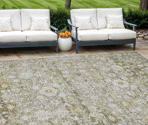 HomeRoots 9' Elegant Taupe Beige and Gold Oriental Area Rug - Durable, Washable, Perfect for Indoor & Outdoor Use 9' X 12' 579995