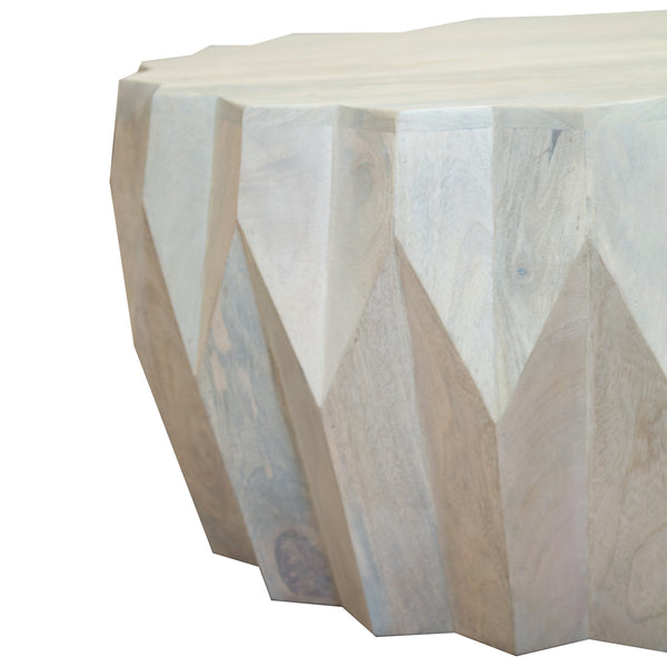 Homeroots 32" Off White Solid Wood Round Block Coffee Table - Stylish Geometric Design For Modern Interiors   579997