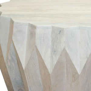 Homeroots 32" Off White Solid Wood Round Block Coffee Table - Stylish Geometric Design For Modern Interiors   579997