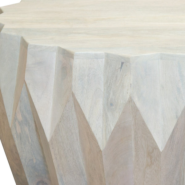 Homeroots 32" Off White Solid Wood Round Block Coffee Table - Stylish Geometric Design For Modern Interiors   579997