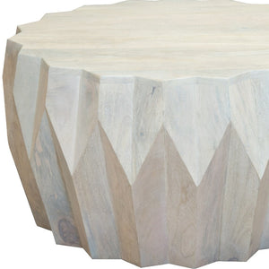 Homeroots 32" Off White Solid Wood Round Block Coffee Table - Stylish Geometric Design For Modern Interiors   579997