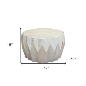Homeroots 32" Off White Solid Wood Round Block Coffee Table - Stylish Geometric Design For Modern Interiors   579997