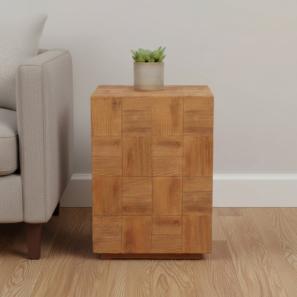 HomeRoots 22" Natural Metal End Table - Contemporary Drum Base, Versatile Design for Modern Spaces & Easy Care 579998