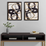 Madison Park Moving Midas  Modern/Contemporary Gold Foil Abstract 2-piece Framed Canvas Wall Art Set MP95C-0284 Black