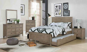 English Elm Transitional Wire-brushed Gray Wood Grain Dresser with Black Round Knobs for Bedroom B2741P460176