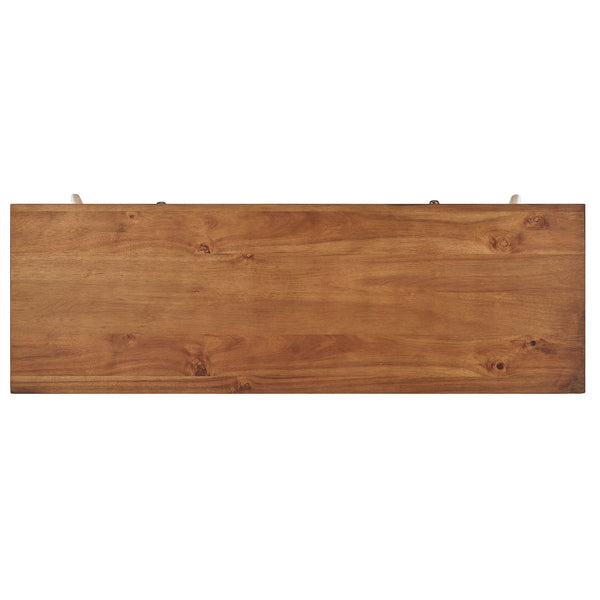 Solenn Mid-century Console Table with Two Drawers and Tapered Wood Legs