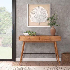 Solenn Mid-century Console Table with Two Drawers and Tapered Wood Legs
