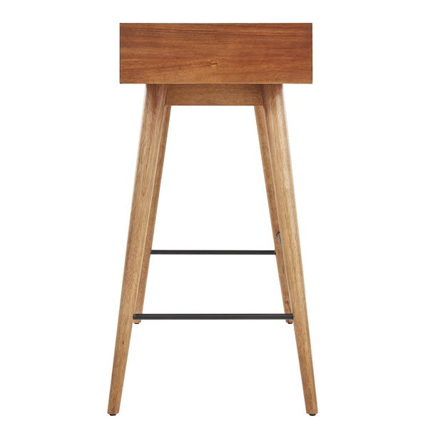 Solenn Mid-century Console Table with Two Drawers and Tapered Wood Legs