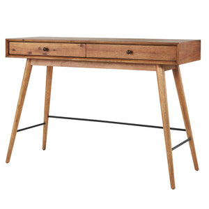 Solenn Mid-century Console Table with Two Drawers and Tapered Wood Legs