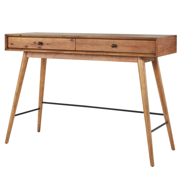 Solenn Mid-century Console Table with Two Drawers and Tapered Wood Legs