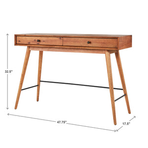 Solenn Mid-century Console Table with Two Drawers and Tapered Wood Legs