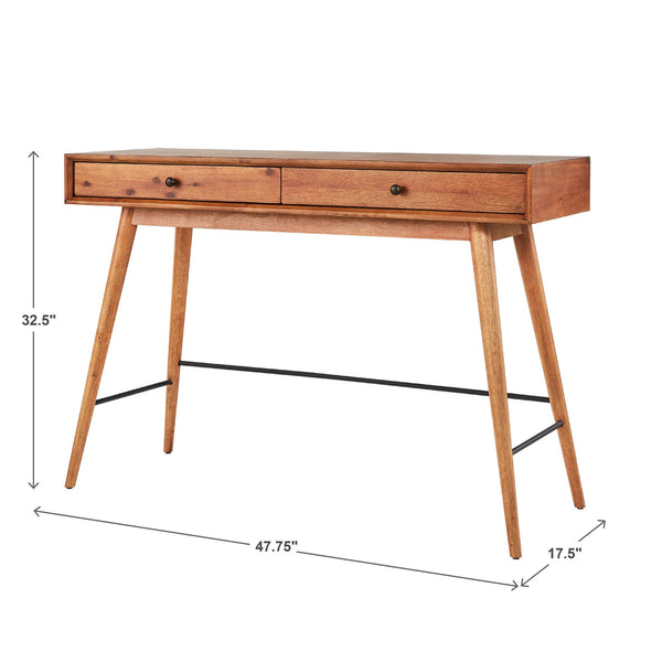 Solenn Mid-century Console Table with Two Drawers and Tapered Wood Legs