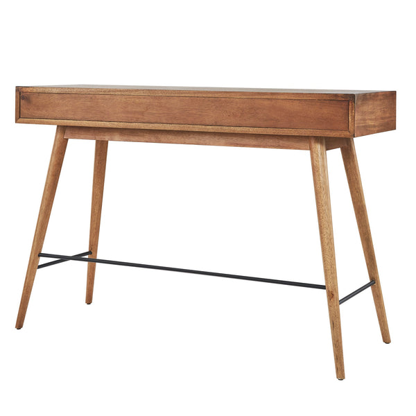 Solenn Mid-century Console Table with Two Drawers and Tapered Wood Legs