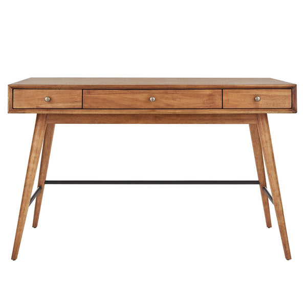 Solenn Mid-Century Writing Desk with Three Drawers and Tapered Legs for Home Office