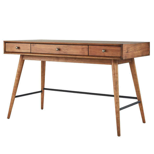 Solenn Mid-Century Writing Desk with Three Drawers and Tapered Legs for Home Office