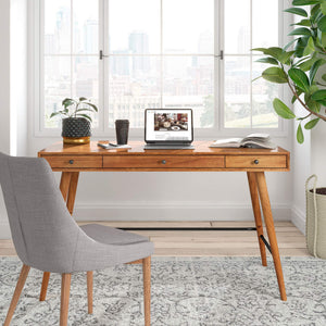 Solenn Mid-Century Writing Desk with Three Drawers and Tapered Legs for Home Office