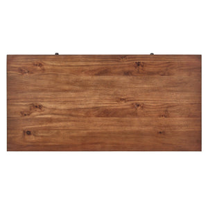Mid-century Rubberwood Coffee Table with Two Drawers and Tapered Legs for Living Room