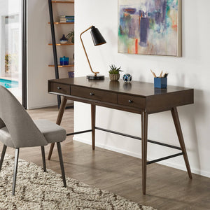 Solenn Mid-Century Writing Desk with Three Drawers and Tapered Legs for Home Office