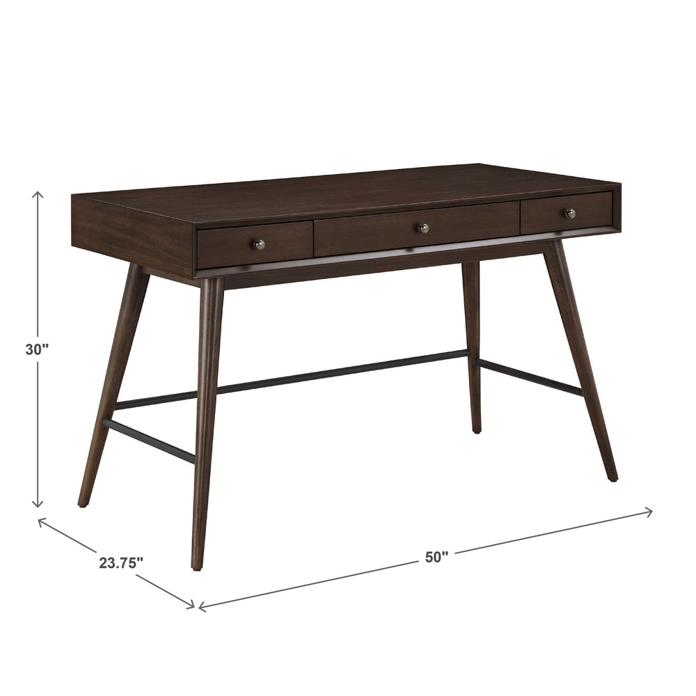 Homelegance Solenn Mid-Century Writing Desk with Three Drawers and Tapered Legs for Home Office Dark Walnut 579WN-15