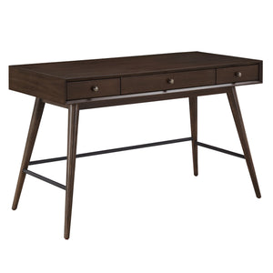 Solenn Mid-Century Writing Desk with Three Drawers and Tapered Legs for Home Office