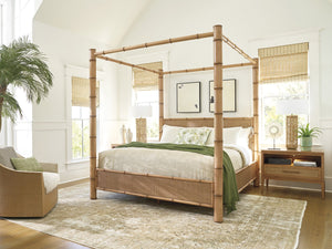 Lexington Tommy Bahama Home Wynwood Open Nightstand With Led Lighting, Soft-close Drawer & Woven Raffia - Coastal Elegance Sunwashed  579-623