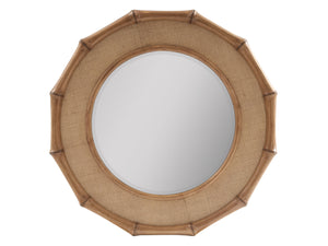 Lexington Tommy Bahama Home Cobia Round Mirror - Elegant Woven Raffia And Bamboo Frame For Coastal-inspired Home Décor Sunwashed  579-204