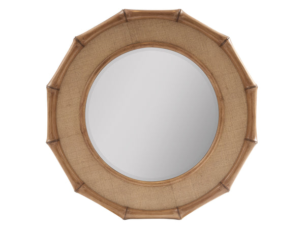 Lexington Tommy Bahama Home Cobia Round Mirror - Elegant Woven Raffia And Bamboo Frame For Coastal-inspired Home Décor Sunwashed  579-204