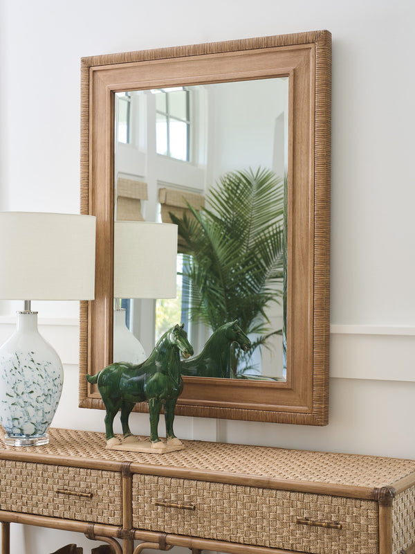 Lexington Tommy Bahama Home Illusions Coastal-inspired Rectangular Mirror With Beveled Plate And Split Rattan Frame Elegance Sunwashed  579-205