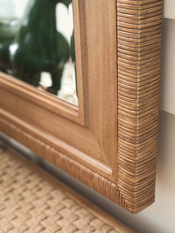 Lexington Tommy Bahama Home Illusions Coastal-inspired Rectangular Mirror With Beveled Plate And Split Rattan Frame Elegance Sunwashed  579-205